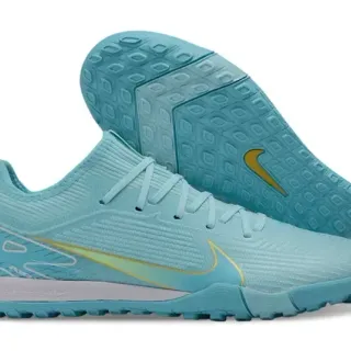 Nike Blue Yellow Knit Upper Molded Outsole Turf Soccer Shoes