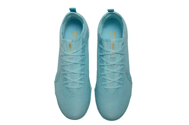 Nike sapatos de futebol turf com upper de malha azul e amarelo e solado moldado 2