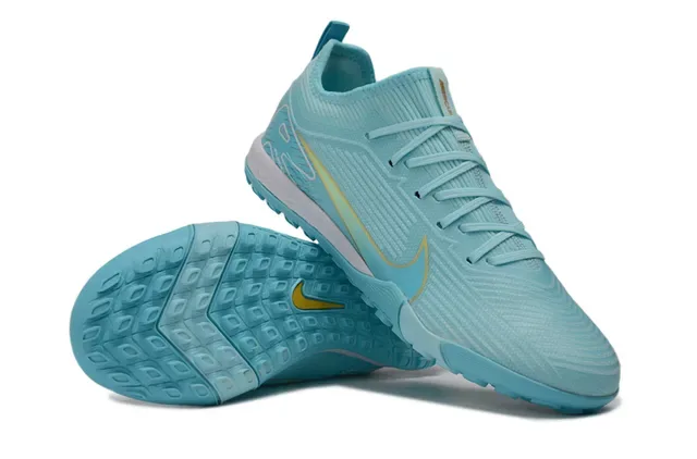 Nike sapatos de futebol turf com upper de malha azul e amarelo e solado moldado 3