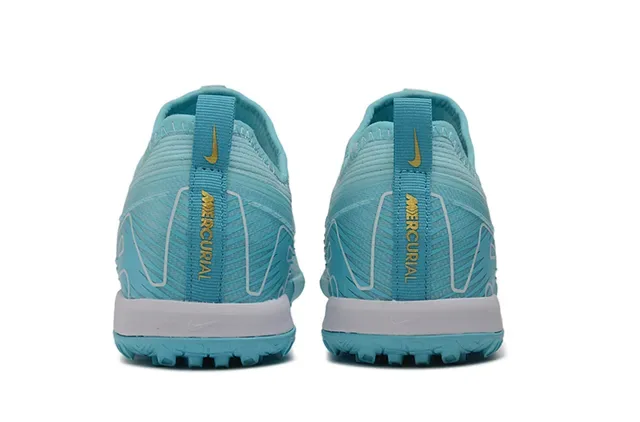 Nike sapatos de futebol turf com upper de malha azul e amarelo e solado moldado 4