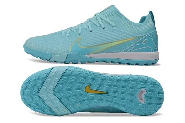 Nike sapatos de futebol turf com upper de malha azul e amarelo e solado moldado 5