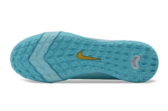 Nike sapatos de futebol turf com upper de malha azul e amarelo e solado moldado 6
