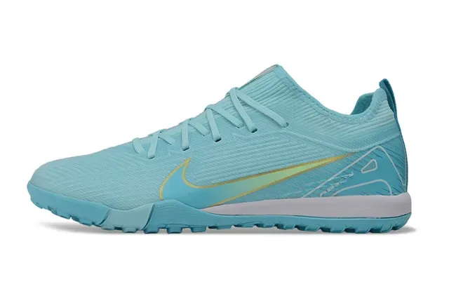 Nike sapatos de futebol turf com upper de malha azul e amarelo e solado moldado 8