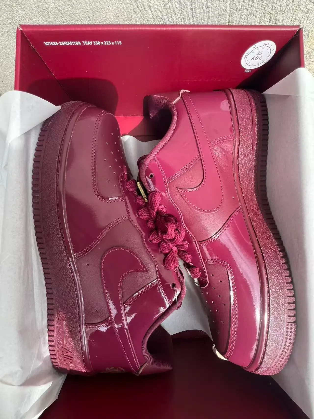 Nike Burgundy Gold Glossy Patent Leather Upper Monochromatic Lifestyle Sneakers 9
