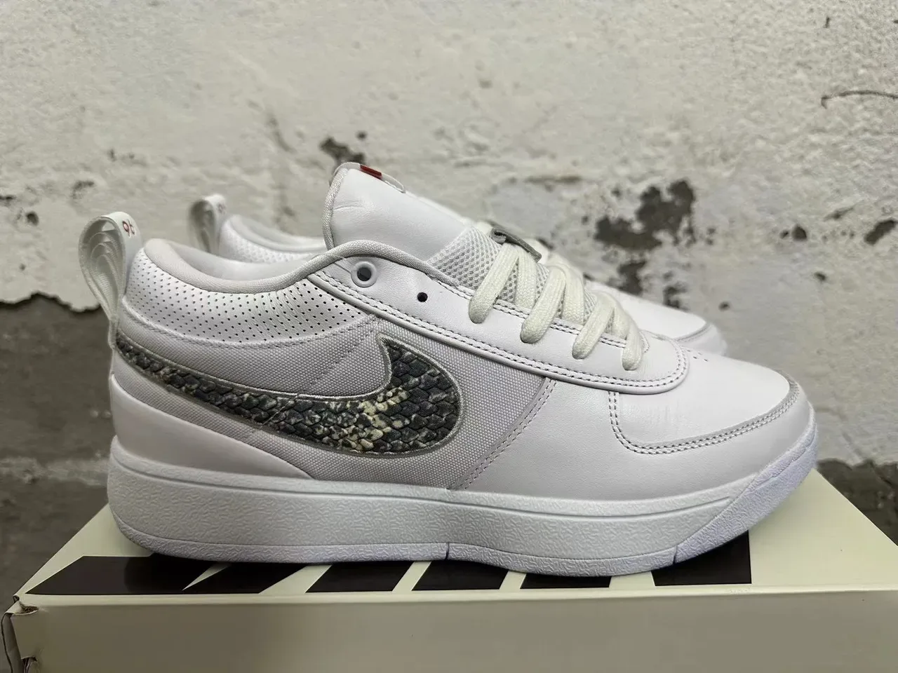 Nike Court Legacy White Silver Snakeskin Lifestyle Sneakers 4