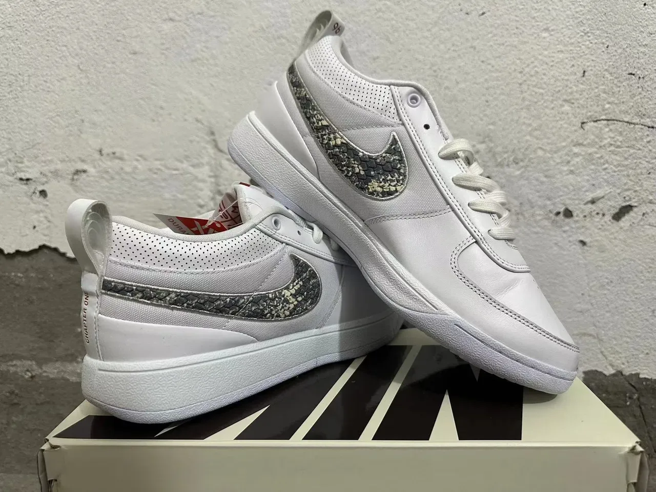 Nike Court Legacy White Silver Snakeskin Lifestyle Sneakers 5