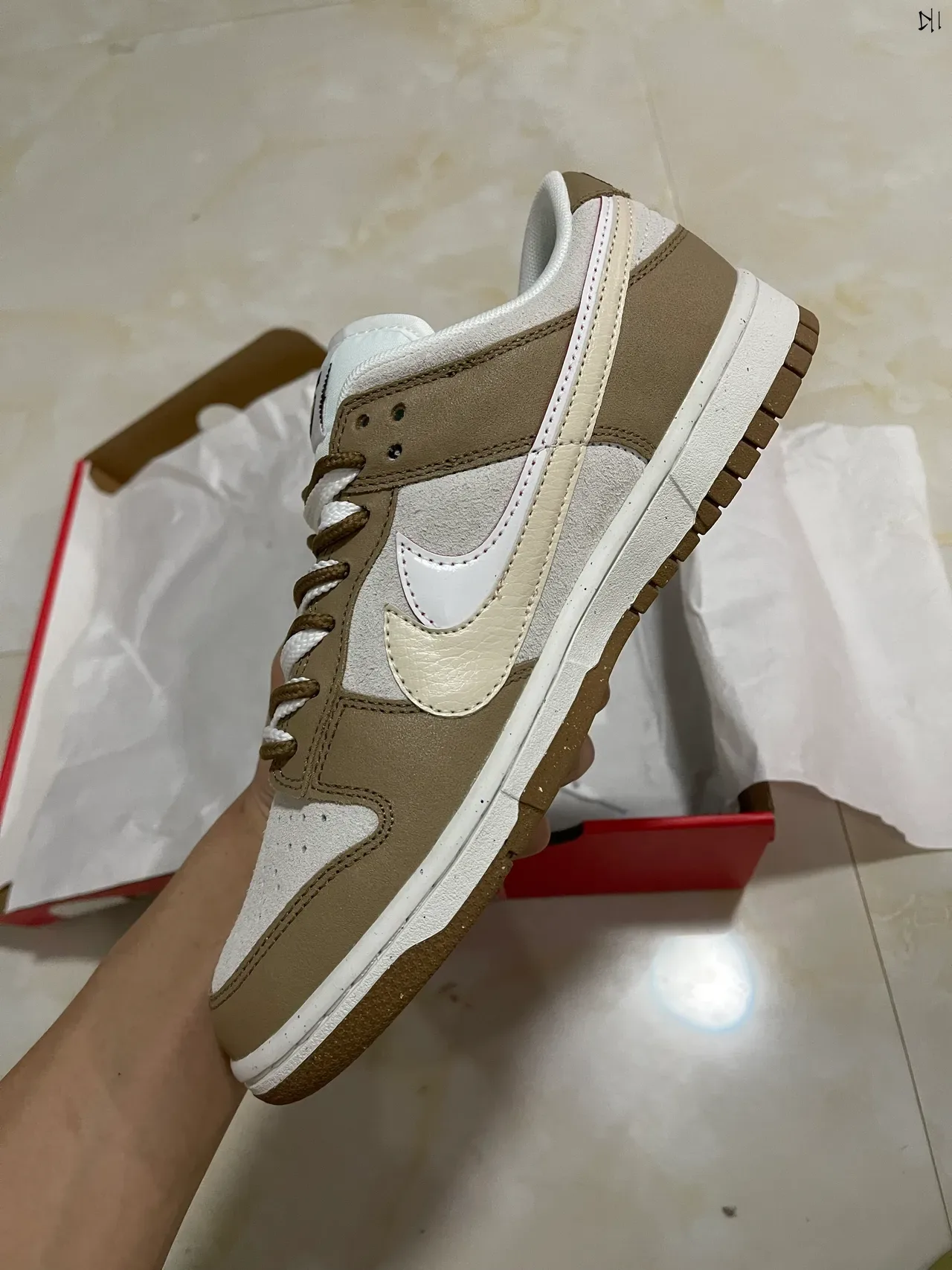 Nike Dunk Low Beige and Cream Lifestyle Sneakers 4