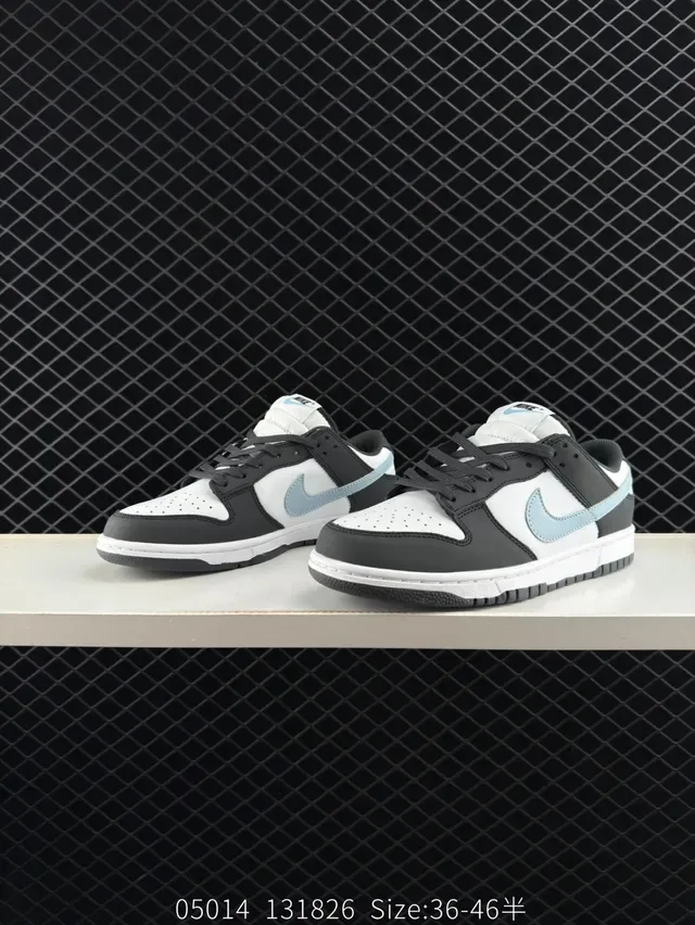 Nike Dunk Low Black White Light Blue Lifestyle Sneakers 2