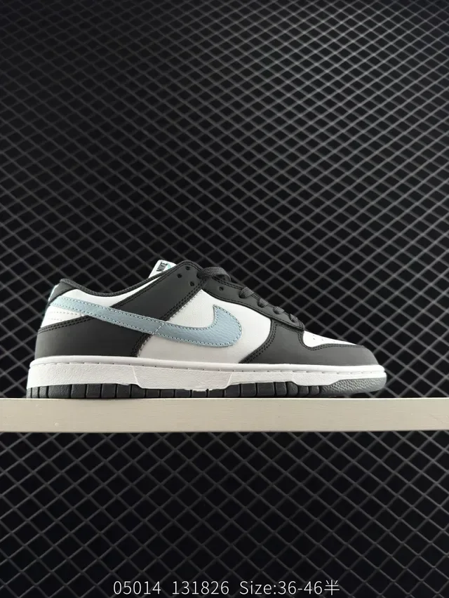 Nike Dunk Low Black White Light Blue Lifestyle Sneakers 6