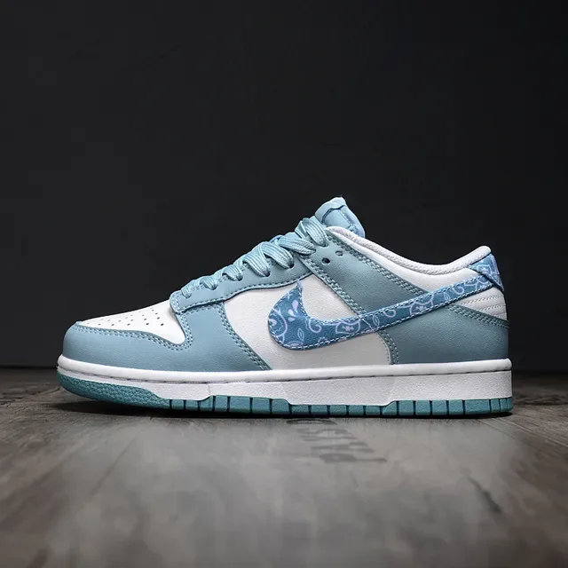 Nike Dunk Low Bleu Blanc Bandana Floral Lifestyle Sneakers 7