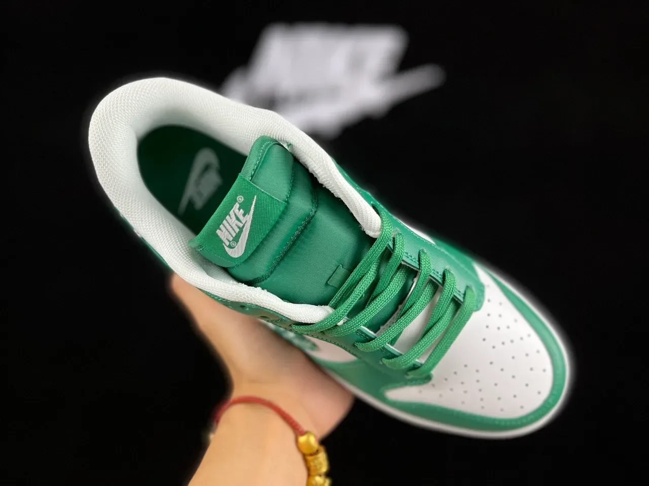 Nike Dunk Low Green and White Bandana Print Lifestyle Sneakers 3
