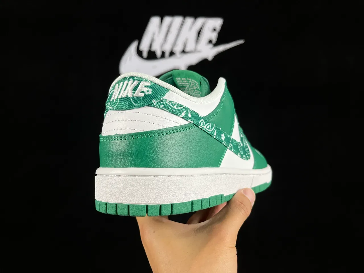 Nike Dunk Low Green and White Bandana Print Lifestyle Sneakers 5