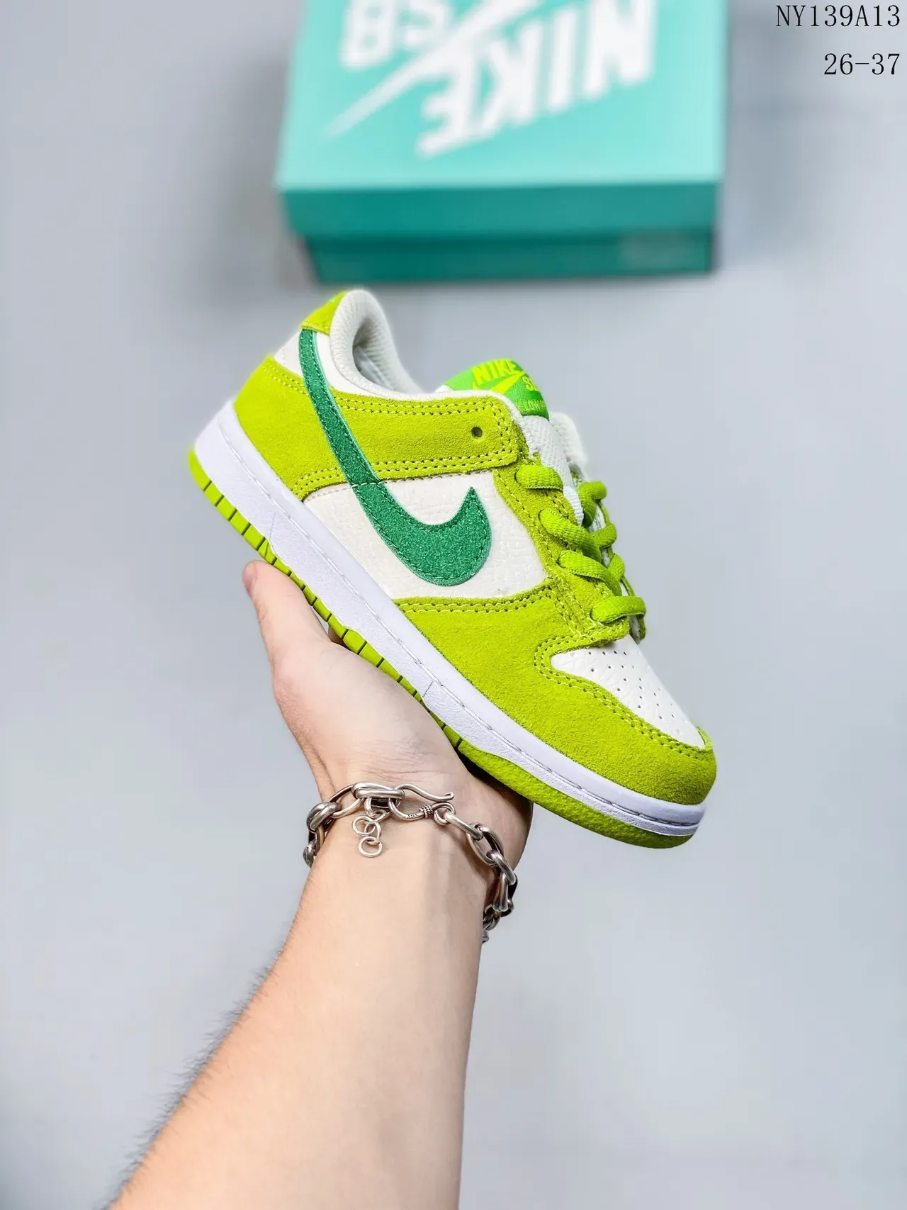 Nike Dunk Low Lime Green and White Lifestyle Sneakers 6