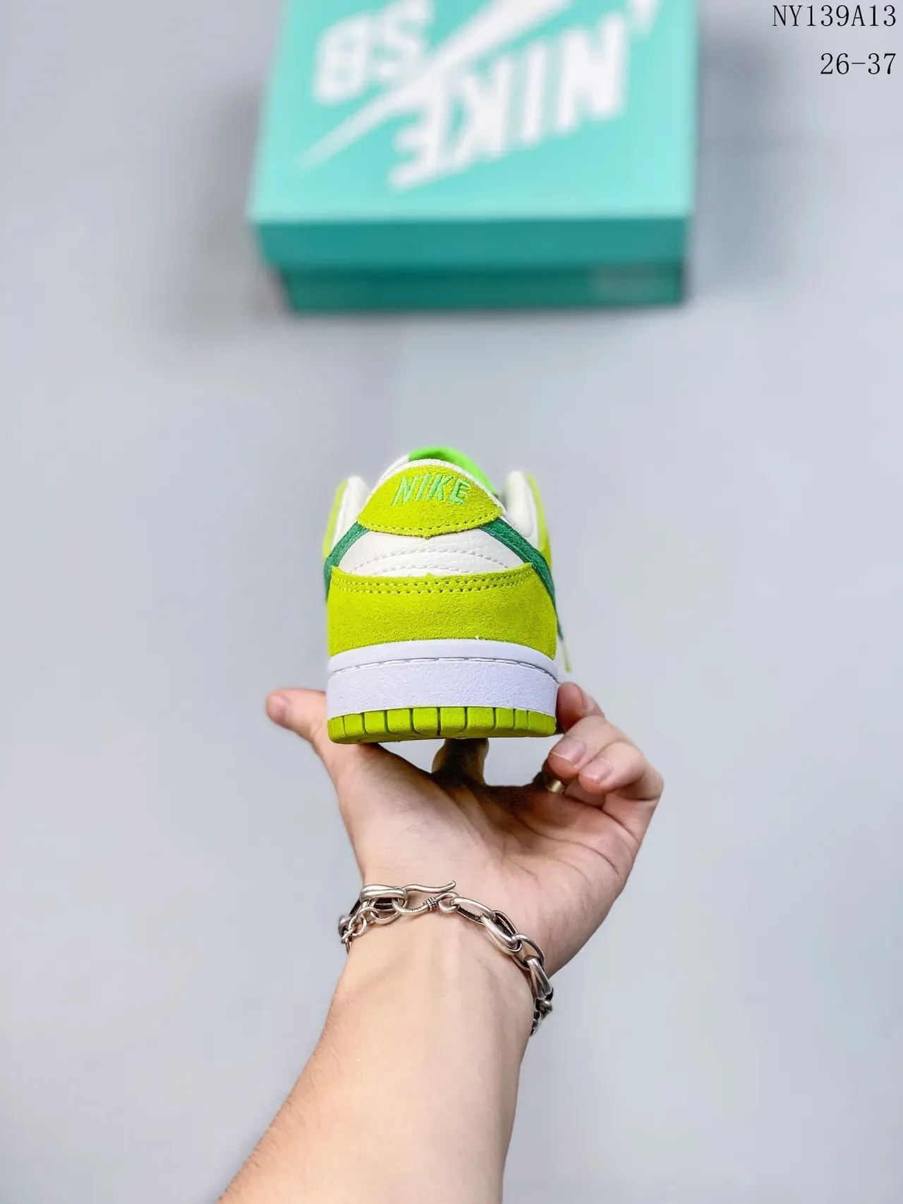 Nike Dunk Low Lime Green and White Lifestyle Sneakers 9