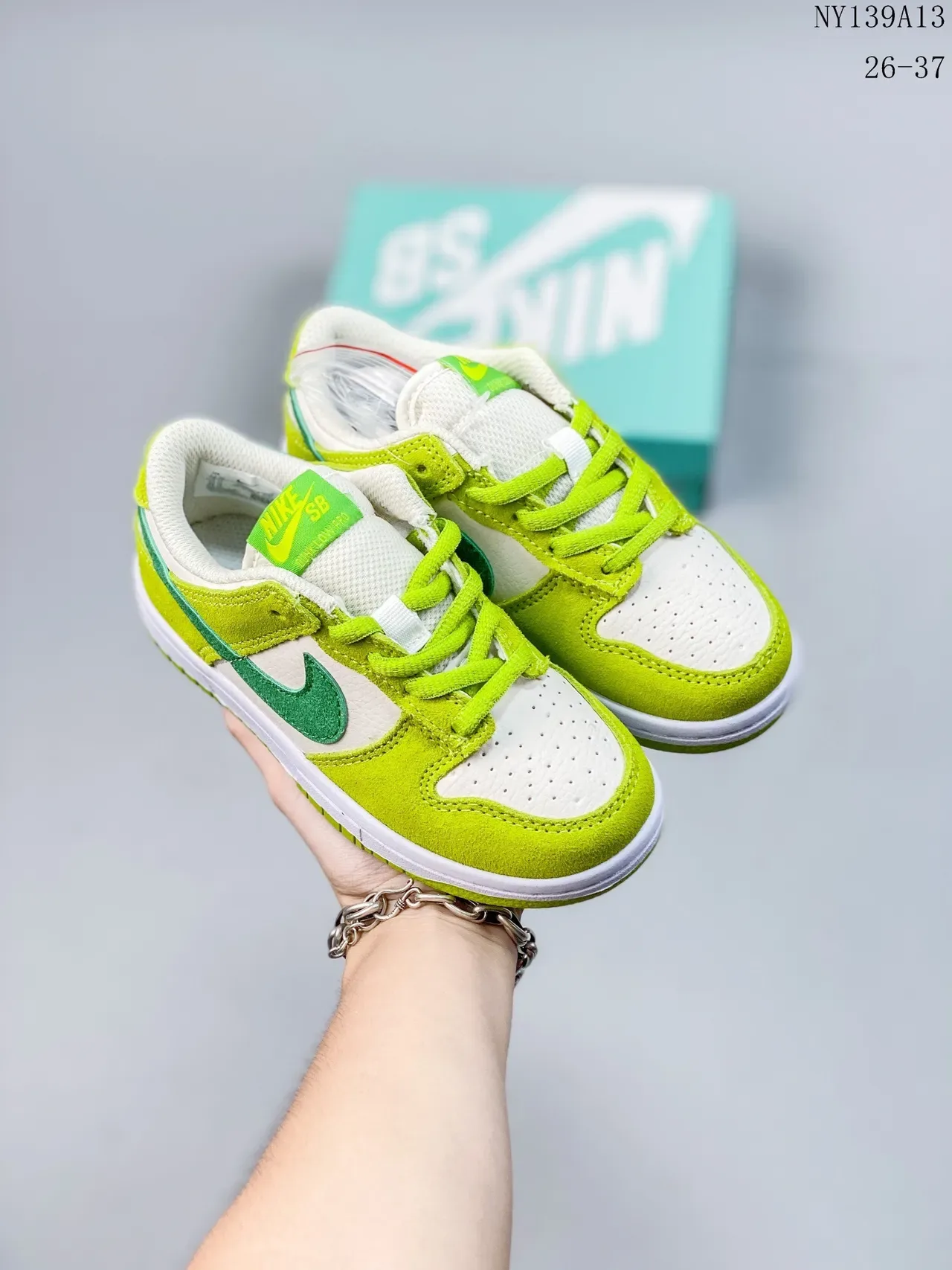 Nike Dunk Low Lime Green and White Lifestyle Sneakers 10