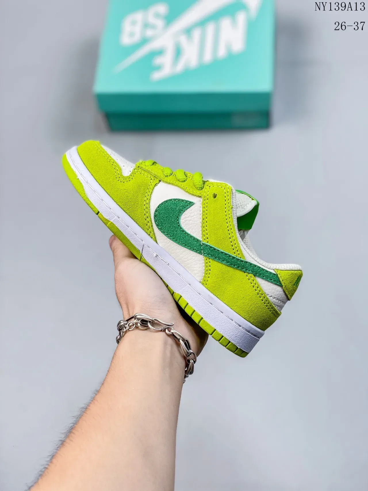 Nike Dunk Low Lime Green and White Lifestyle Sneakers 11