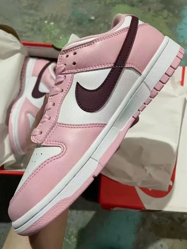 Nike Dunk Low Pink and Burgundy Lifestyle Sneakers 3