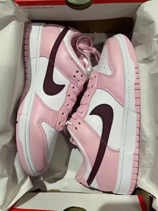 Nike Dunk Low Pink and Burgundy Lifestyle Sneakers 6