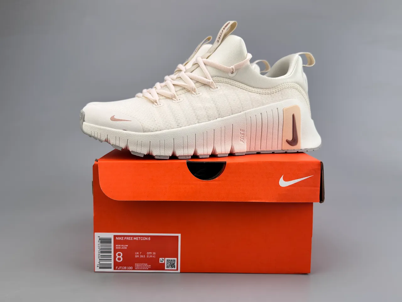 Nike Free RN Beige Brown Knit Upper Segmented Flex Groove Sole Lifestyle Sneakers 4