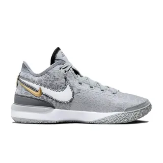 Nike ग्रे एंड गोल्ड टेक्स्चर्ड निट हाई-टॉप बास्केटबॉल जूते