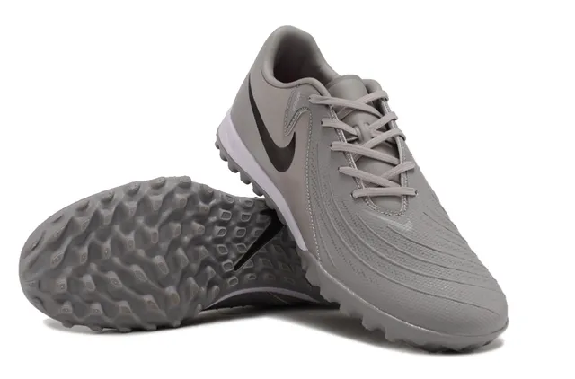 Nike Gris Negro Low-Top Synthetic Upper Turf Zapatos de fútbol 4