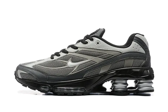 Nike Gray Black Shox Column Heel Mesh-Synthetic Upper Lifestyle Sneakers 6