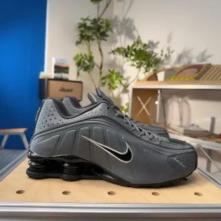 Nike Gray Black Shox Column Heel Perforated Synthetic Upper Lifestyle Sneakers