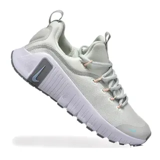 Nike Gray Blue Knit Upper Segmented Ridged Midsole Lifestyle Sneakers