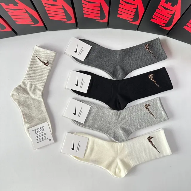 Nike Chaussettes Gris Brun Ourlet Côtelé Broderie Swoosh 6