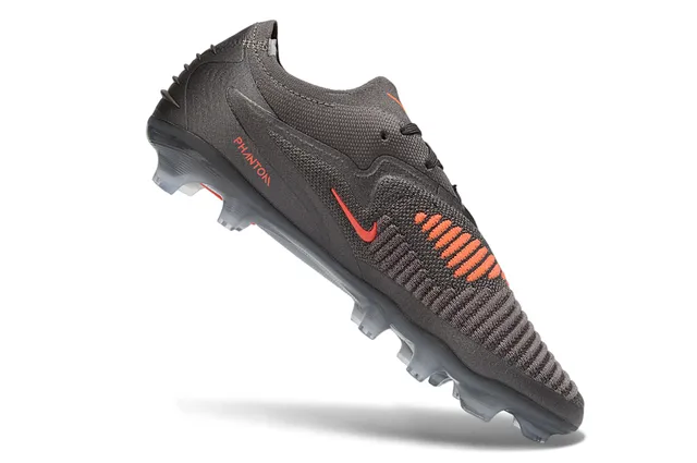 Nike Gray Gold Knit Upper Integrated Lacing Firm-Ground Soccer Shoes 2