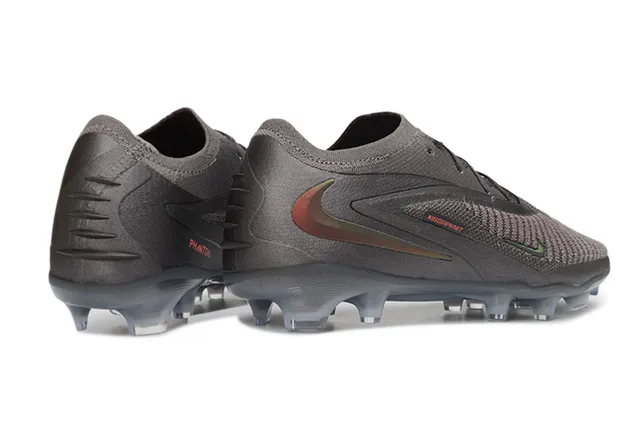 Nike Gray Gold Knit Upper Integrated Lacing Firm-Ground Soccer Shoes 5