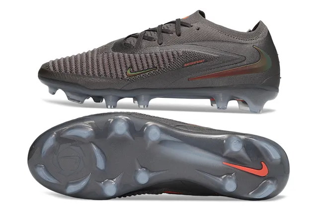 Nike Gray Gold Knit Upper Integrated Lacing Firm-Ground Soccer Shoes 6