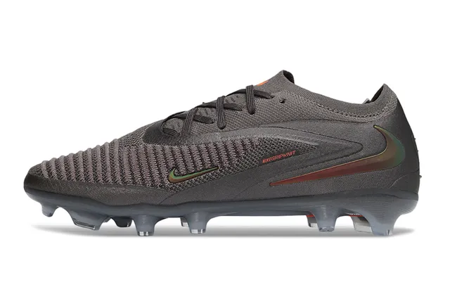 Nike Gray Gold Knit Upper Integrated Lacing Firm-Ground Soccer Shoes 7