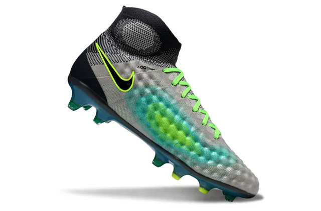 Nike Gray Green High-Cut Knit Sock Collar Asymmetrical Lacing Firm-Ground Soccer Shoes 10