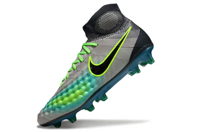 Nike Gray Green High-Cut Knit Sock Collar Asymmetrical Lacing Firm-Ground Soccer Shoes 11