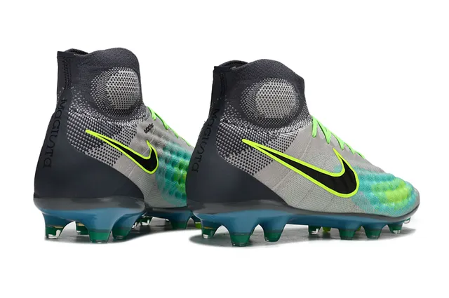 Nike Gray Green High-Cut Knit Sock Collar Asymmetrical Lacing Firm-Ground Soccer Shoes 14