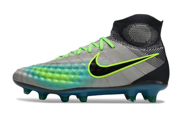 Nike Gray Green High-Cut Knit Sock Collar Asymmetrical Lacing Firm-Ground Soccer Shoes 16