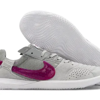 Nike Gray Pink Low-Top Suede-Mesh Hybrid Lifestyle Sneakers