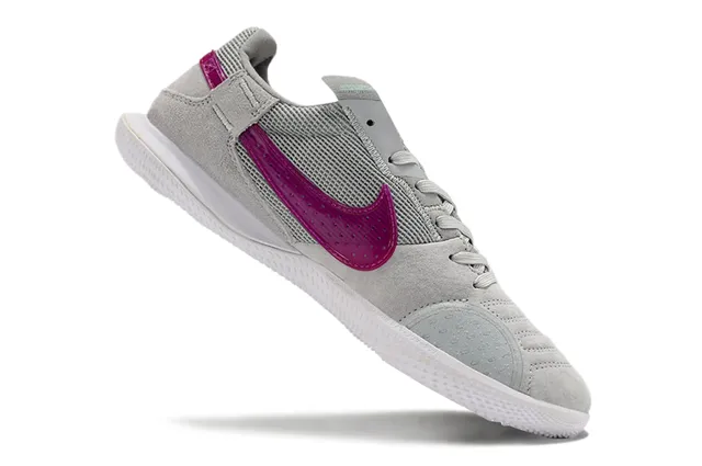 Nike Gray Pink Low-Top Suede-Mesh Hybrid Lifestyle Sneakers 2