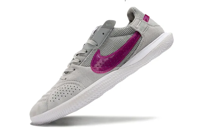 Nike Gray Pink Low-Top Suede-Mesh Hybrid Lifestyle Sneakers 3