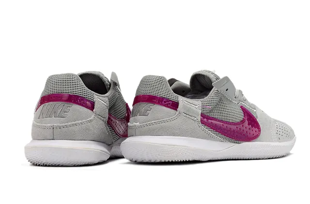Nike Gray Pink Low-Top Suede-Mesh Hybrid Lifestyle Sneakers 5