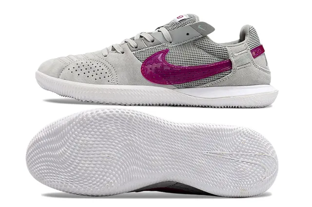 Nike Gray Pink Low-Top Suede-Mesh Hybrid Lifestyle Sneakers 6