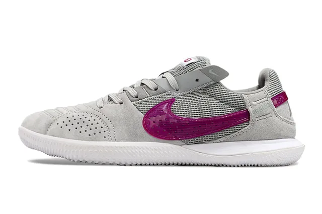Nike Gray Pink Low-Top Suede-Mesh Hybrid Lifestyle Sneakers 7