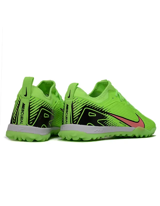 Nike Green Black Neon Synthetic Upper Geometric Heel Cage Artificial-Grass Soccer Shoes 5