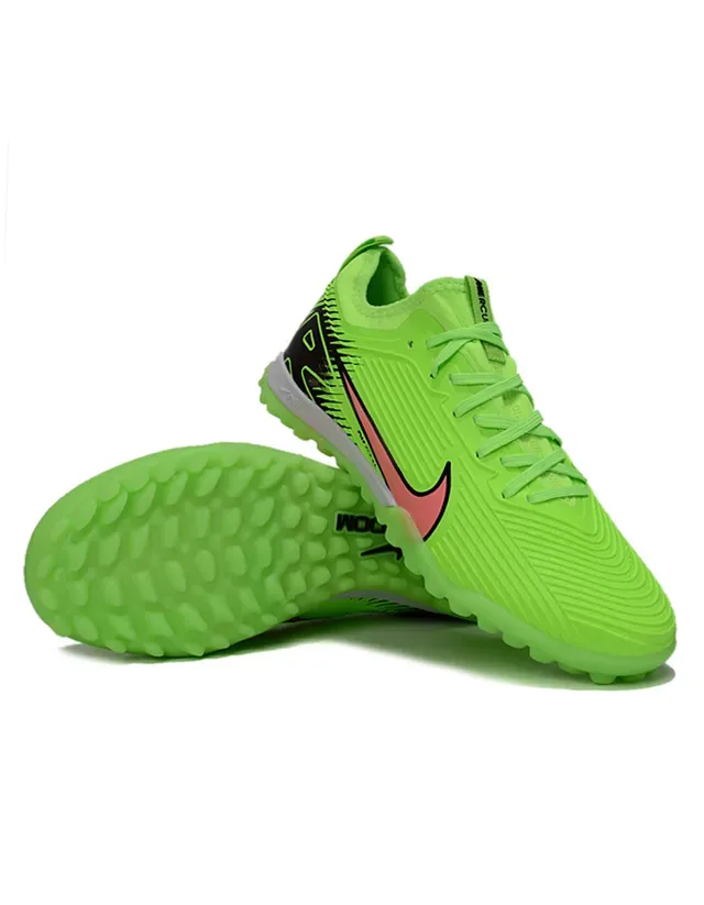 Nike Green Black Neon Synthetic Upper Geometric Heel Cage Artificial-Grass Soccer Shoes 6