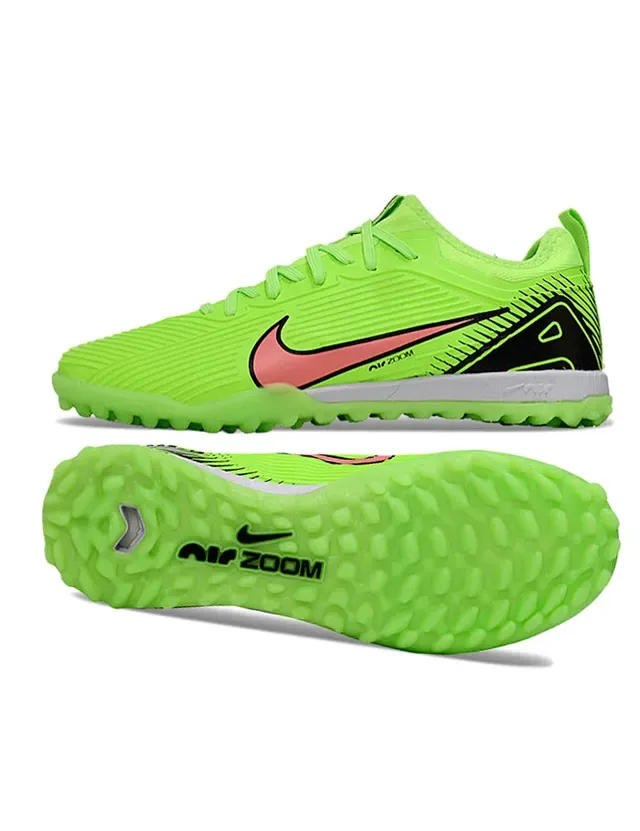 Nike Green Black Neon Synthetic Upper Geometric Heel Cage Artificial-Grass Soccer Shoes 7