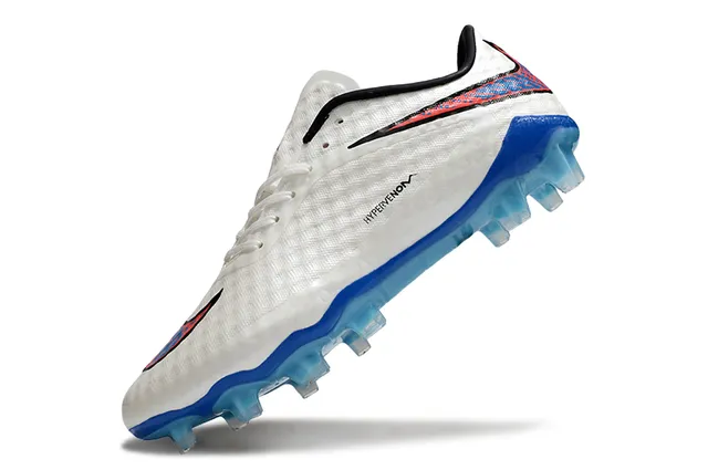 Nike Hypervenom White Blue Low-Cut Synthetic Upper Textured Honeycomb Forefoot Firm-Ground Soccer Shoes 3