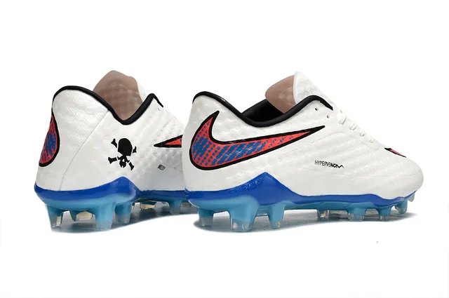 Nike Hypervenom White Blue Low-Cut Synthetic Upper Textured Honeycomb Forefoot Firm-Ground Soccer Shoes 5