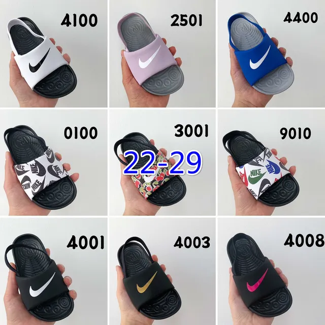 Nike Kawa Slide White and Black Kids Slippers 3