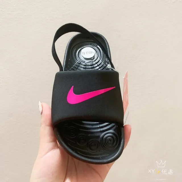 Nike Kawa Slide White and Black Kids Slippers 13